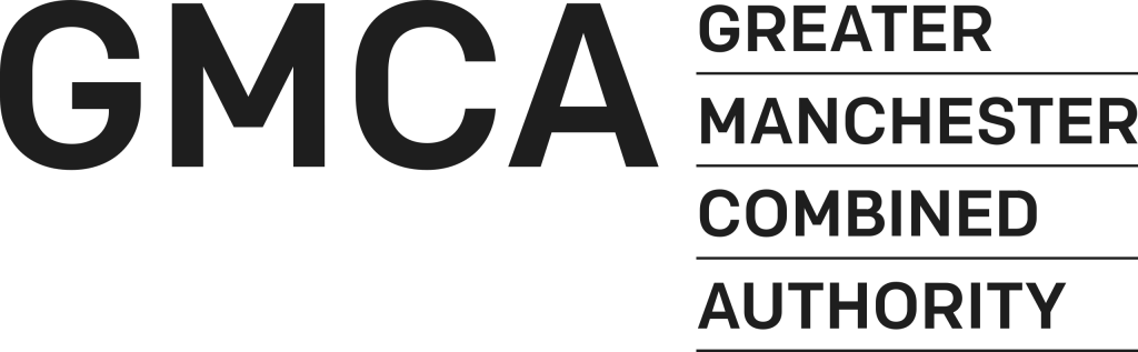 The GMCA Logo - The large letters GMCA to the upper left, and to the right, the underlined words Greater Manchester Combined Authority